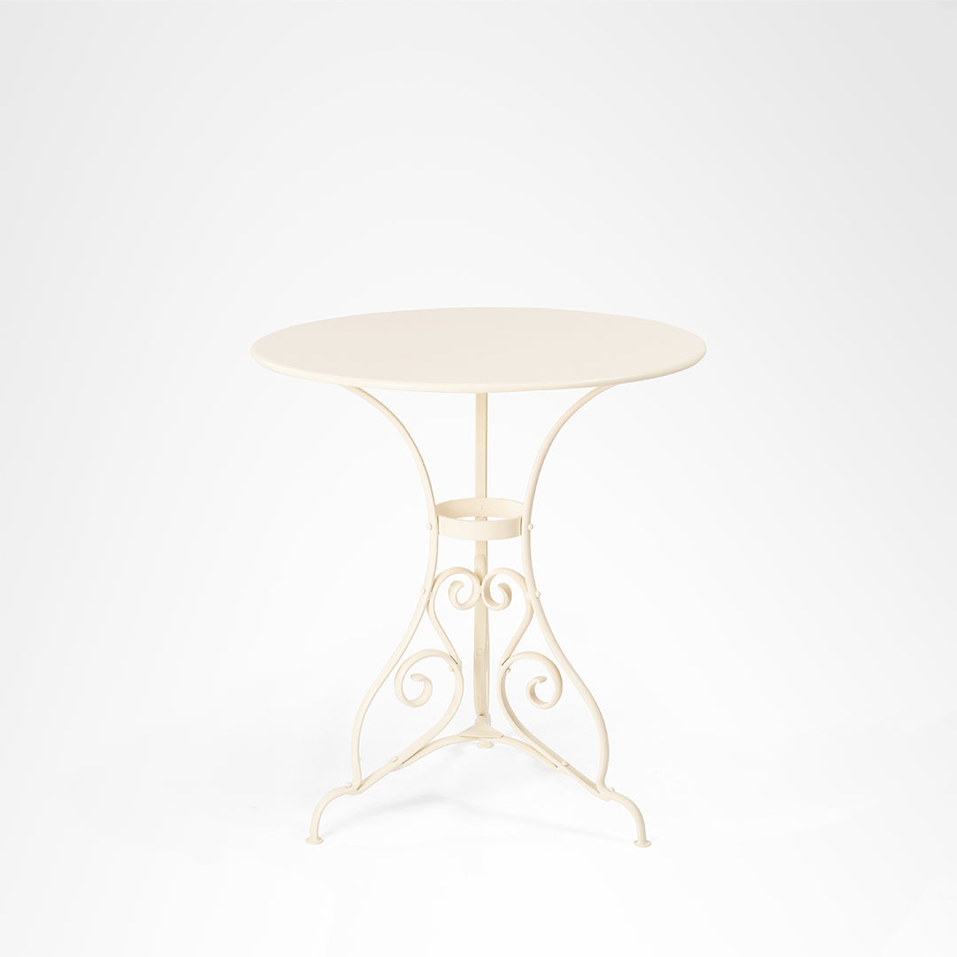 Moroccan Patio Table - Off-White / Wrought Iron / Dia: 28’’ H: 30’’ - Outdoor Furniture