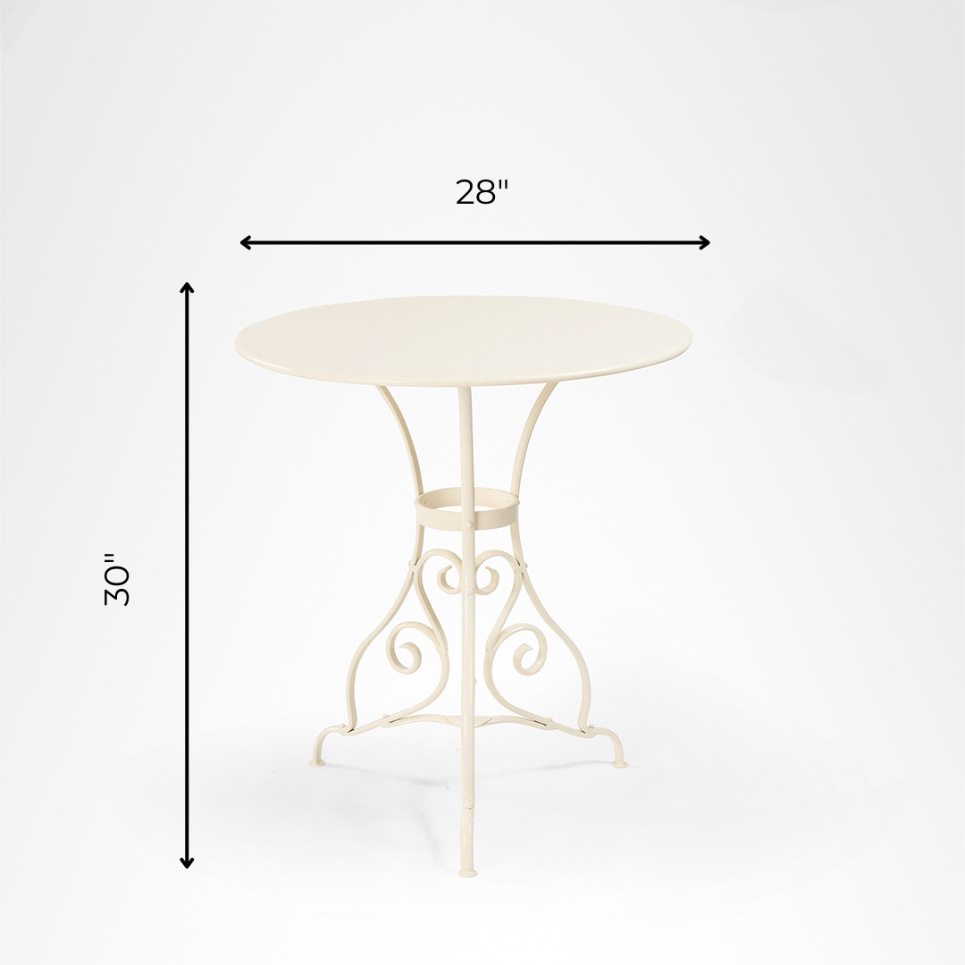 Moroccan Patio Table - Off-White / Wrought Iron / Dia: 28’’ H: 30’’ - Outdoor Furniture