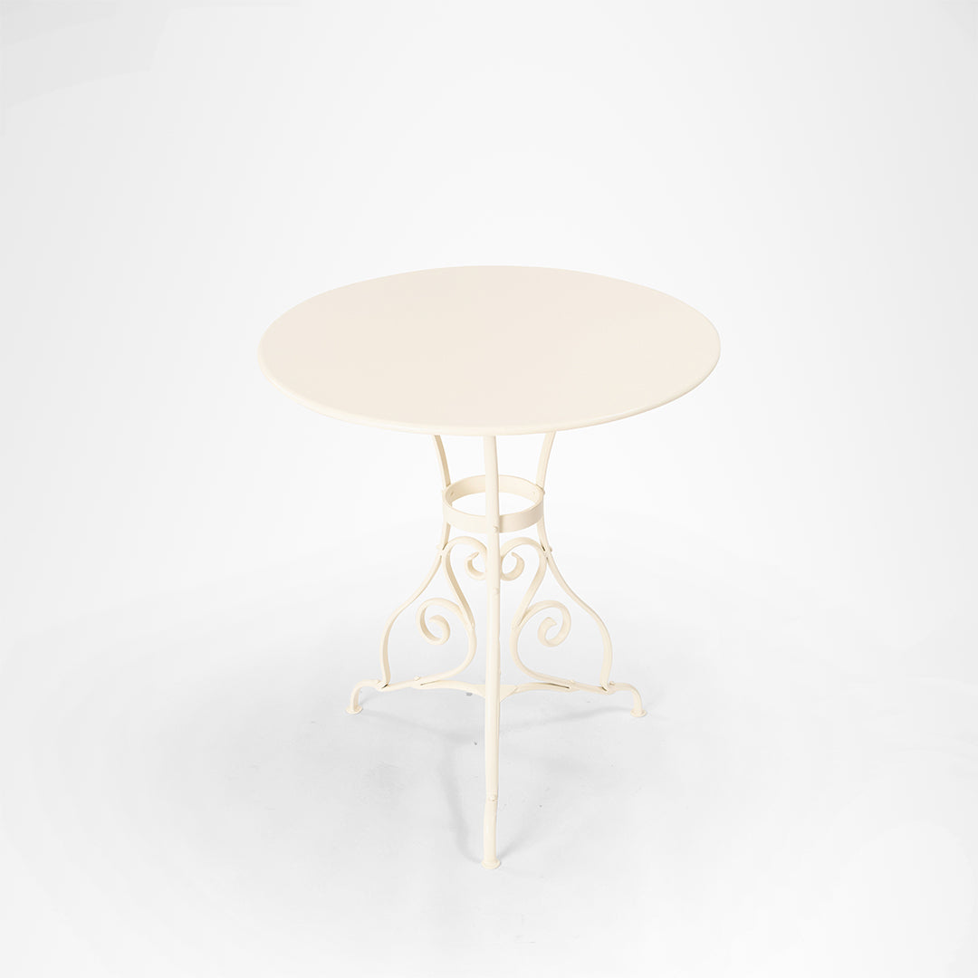 Moroccan Patio Table - Off-White / Wrought Iron / Dia: 28’’ H: 30’’ - Outdoor Furniture