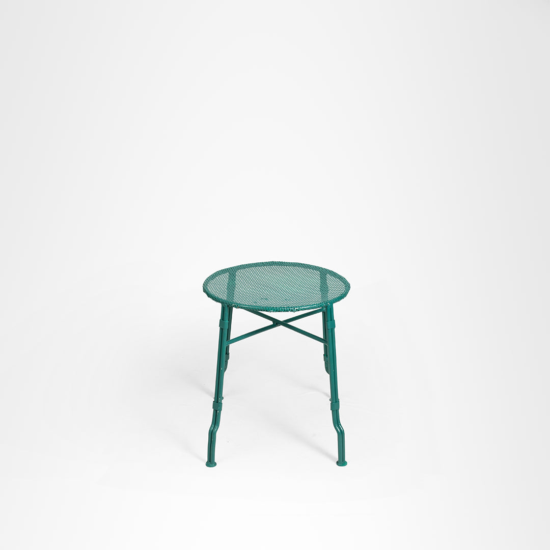 Moroccan Side Table - Dia: 16’’ H: 18’’ / Green / Wrought Iron - Outdoor Furniture