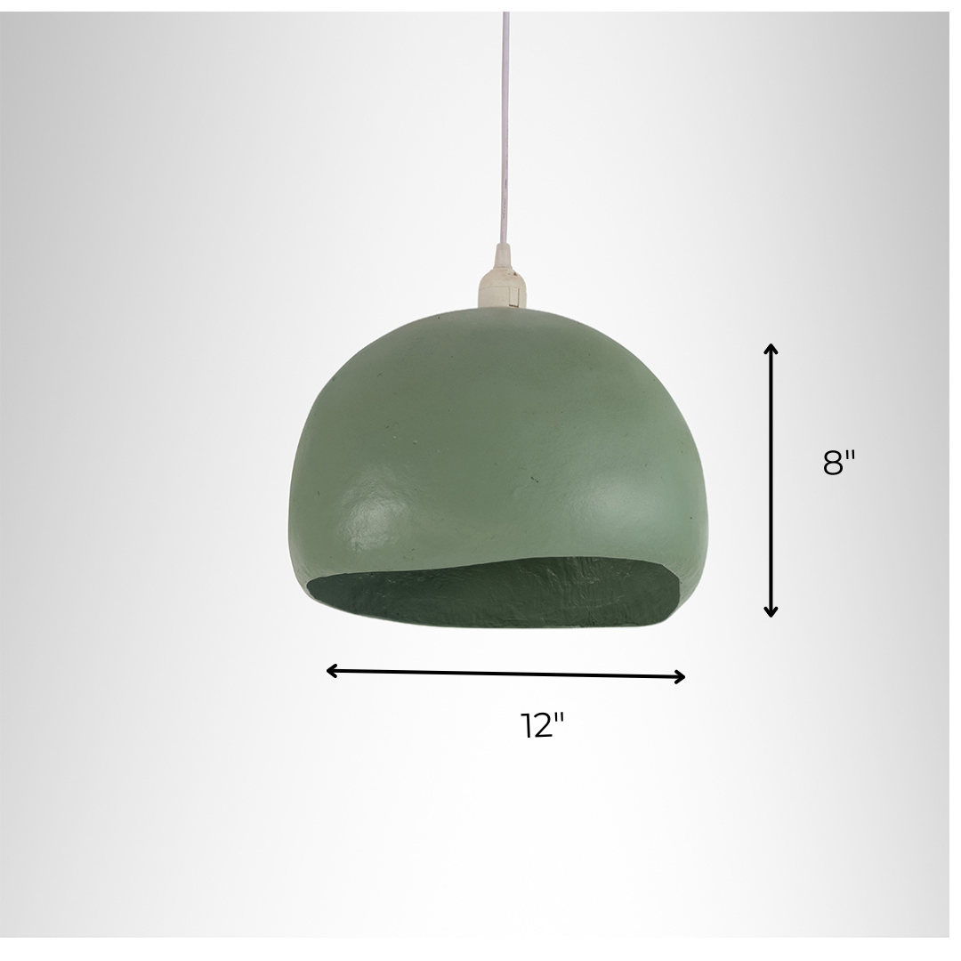 Moss Pendant Lamp - Green / Dia: 12’’ H: 8’’ / Papier Mâché - Lighting