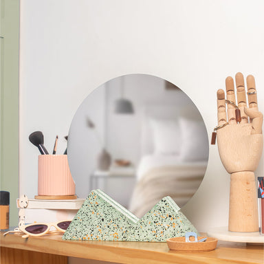 Mt. Terra Mirror - Terrazzo Marble Chips on Jade Green / L: 31.0cm x B: 4.0cm x H: 32.0cm / Terrazzo - Stone chips