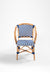 N Popsicle Cane Chair With Armrest - W: 24.5’’ D: 9’’ H: 36.5’’ SH: 18’’ / Dark Blue and White / Cane Frame and PVC