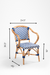 N Popsicle Cane Chair With Armrest - W: 24.5’’ D: 9’’ H: 36.5’’ SH: 18’’ / Dark Blue and White / Cane Frame and PVC