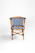 N Popsicle Cane Chair With Armrest - W: 24.5’’ D: 9’’ H: 36.5’’ SH: 18’’ / Dark Blue and White / Cane Frame and PVC