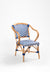 N Popsicle Cane Chair With Armrest - W: 24.5’’ D: 9’’ H: 36.5’’ SH: 18’’ / Dark Blue and White / Cane Frame and PVC