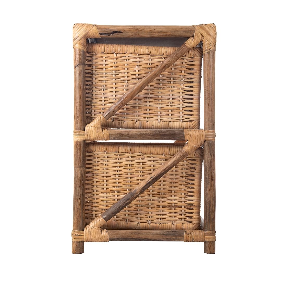Natural Bamboo Basket Side Table - Natural / Bamboo, cane / L: 22’’ W: 14.5’’ H: 22’’ - Furniture