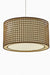Natural Cane Diamond Doublette Hanging Lamp - Dia: 15’’ H: 8’’ / Natural Cane and White / Mild Steel and Poplin