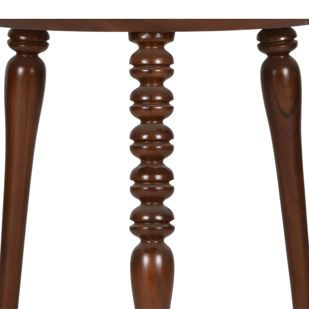 Nava Tripod Teak wood End Table - Teak / Teakwood / H: 22’’ Dia: 21’’ - Furniture