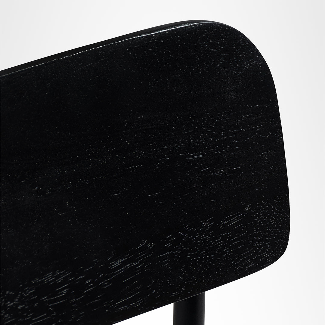 Nero Chair Set of 2 - Matte Black / Mild Steel and Mango Wood / W: 17’’ D: 19’’ SH: 18.5’’ TH: 31’’ - Outdoor Furniture