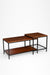 Nested Coffee Table - Walnut and Black / Big:35.5 L x 18 W cm x 18 H cm Small:20 L x 20 W cm x 19 H cm - Indoor