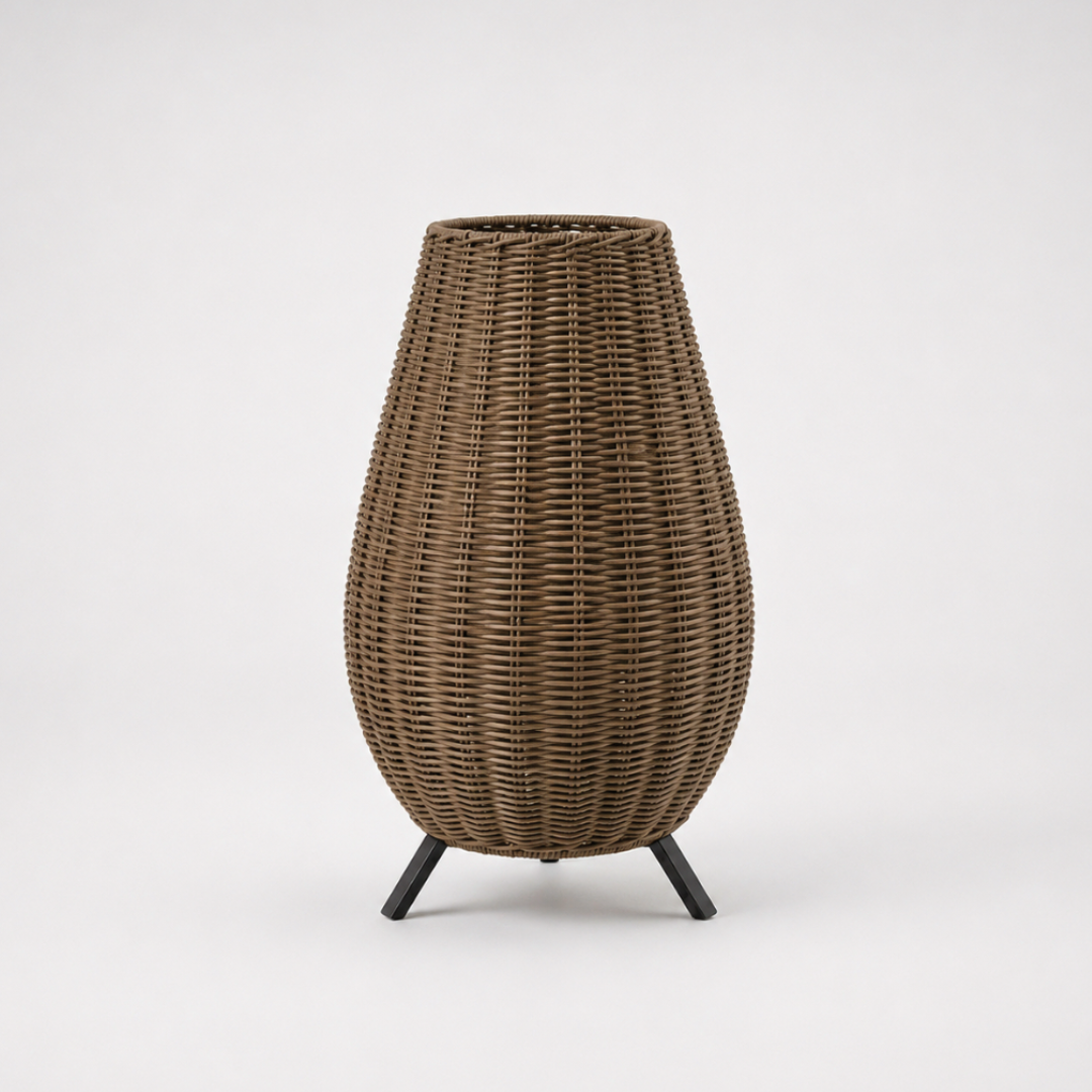Nido Floor Lamp - Ironwork & PE Rattan / Brown / H: 18.50’’ W: 12.20’’ - Outdoor Lighting