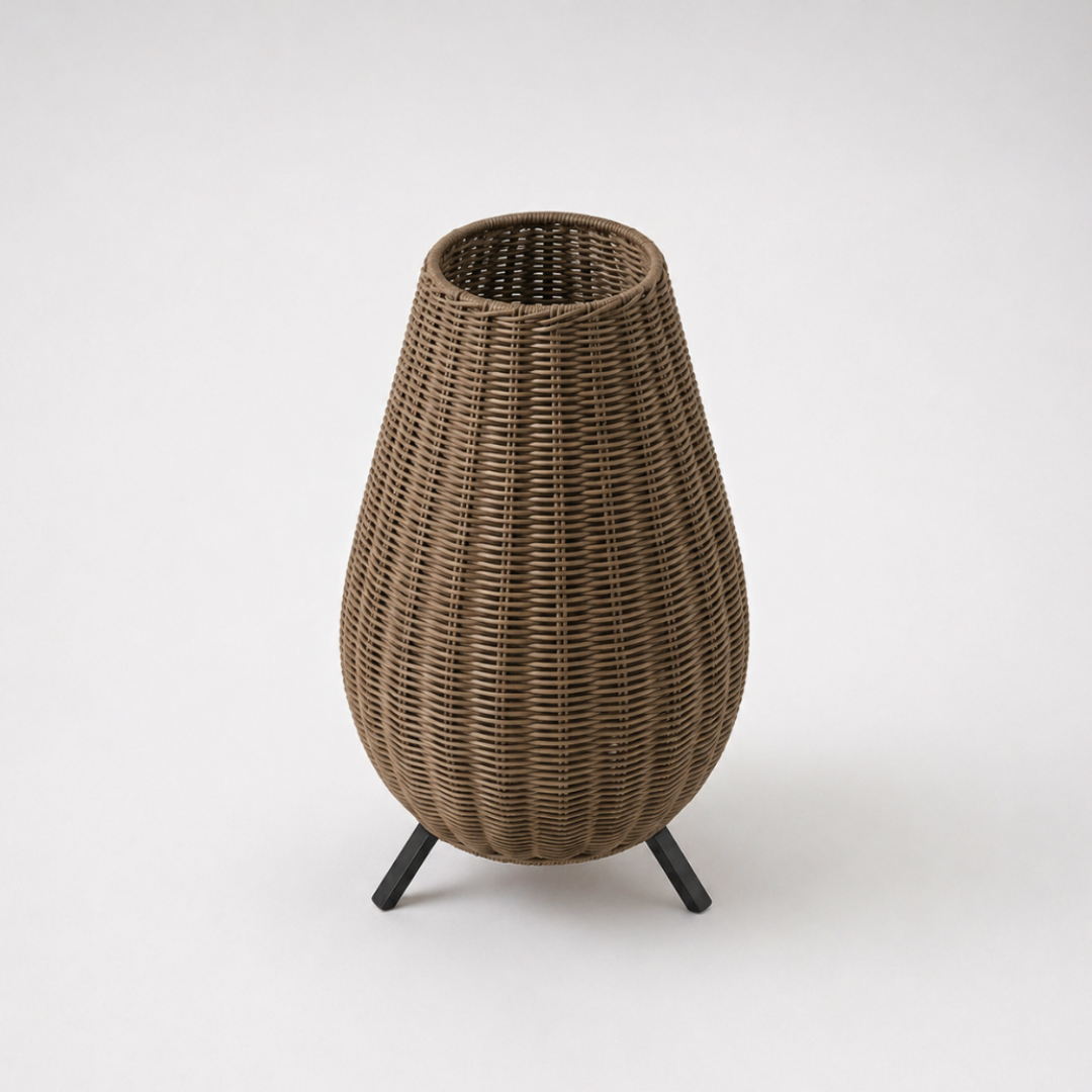 Nido Floor Lamp - Ironwork & PE Rattan / Brown / H: 18.50’’ W: 12.20’’ - Outdoor Lighting