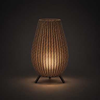 Nido Floor Lamp - Ironwork & PE Rattan / Brown / H: 18.50’’ W: 12.20’’ - Outdoor Lighting