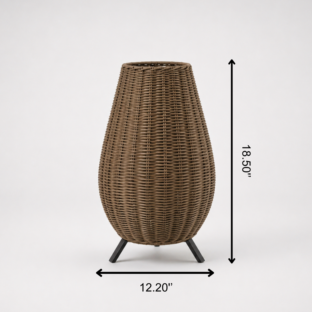 Nido Floor Lamp - Ironwork & PE Rattan / Brown / H: 18.50’’ W: 12.20’’ - Outdoor Lighting