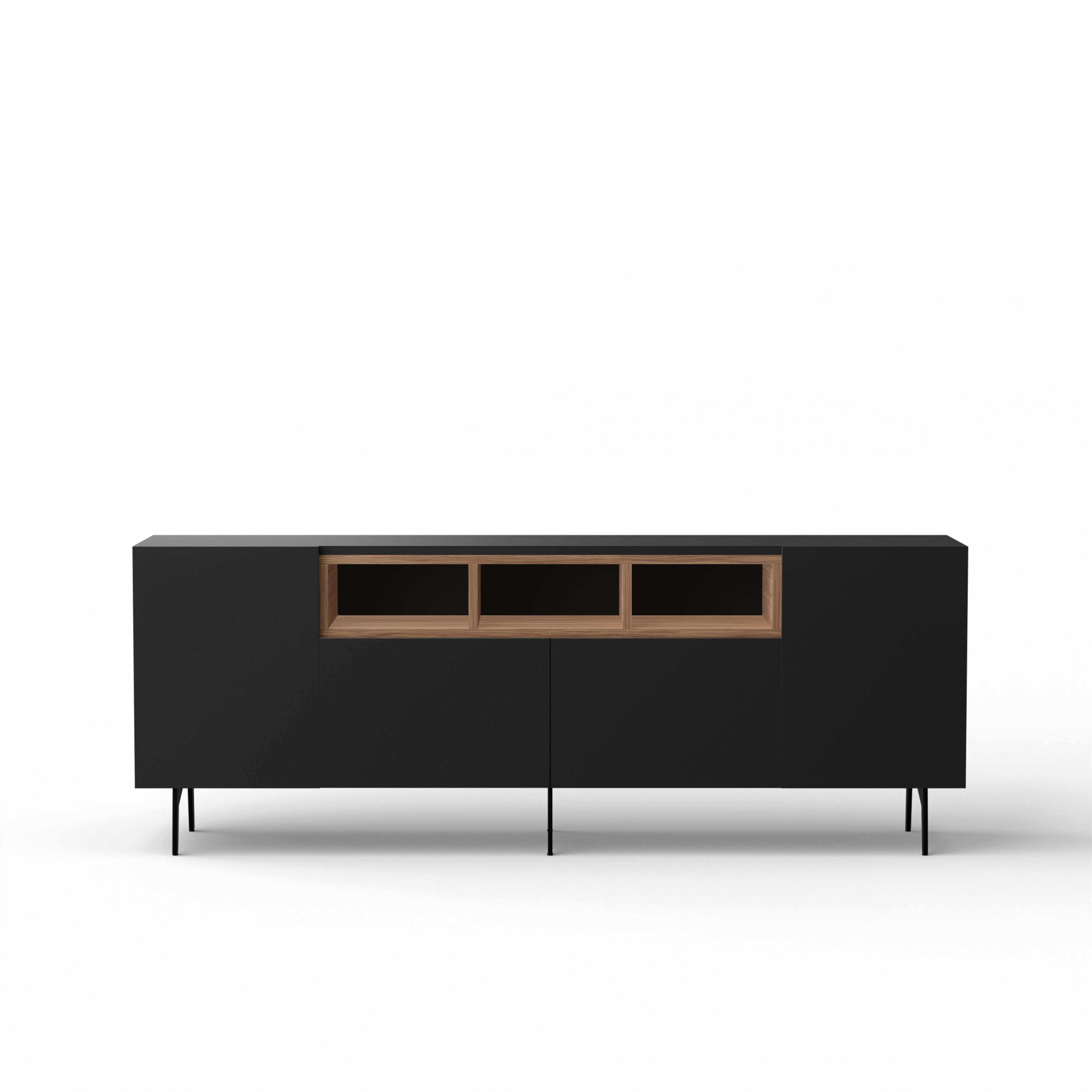 Niko Console - L:72’’ x B:14’’ x H:27’’ In Inches / Black Matt Pre-Laminated Plywood Carcass; Oak Laminate