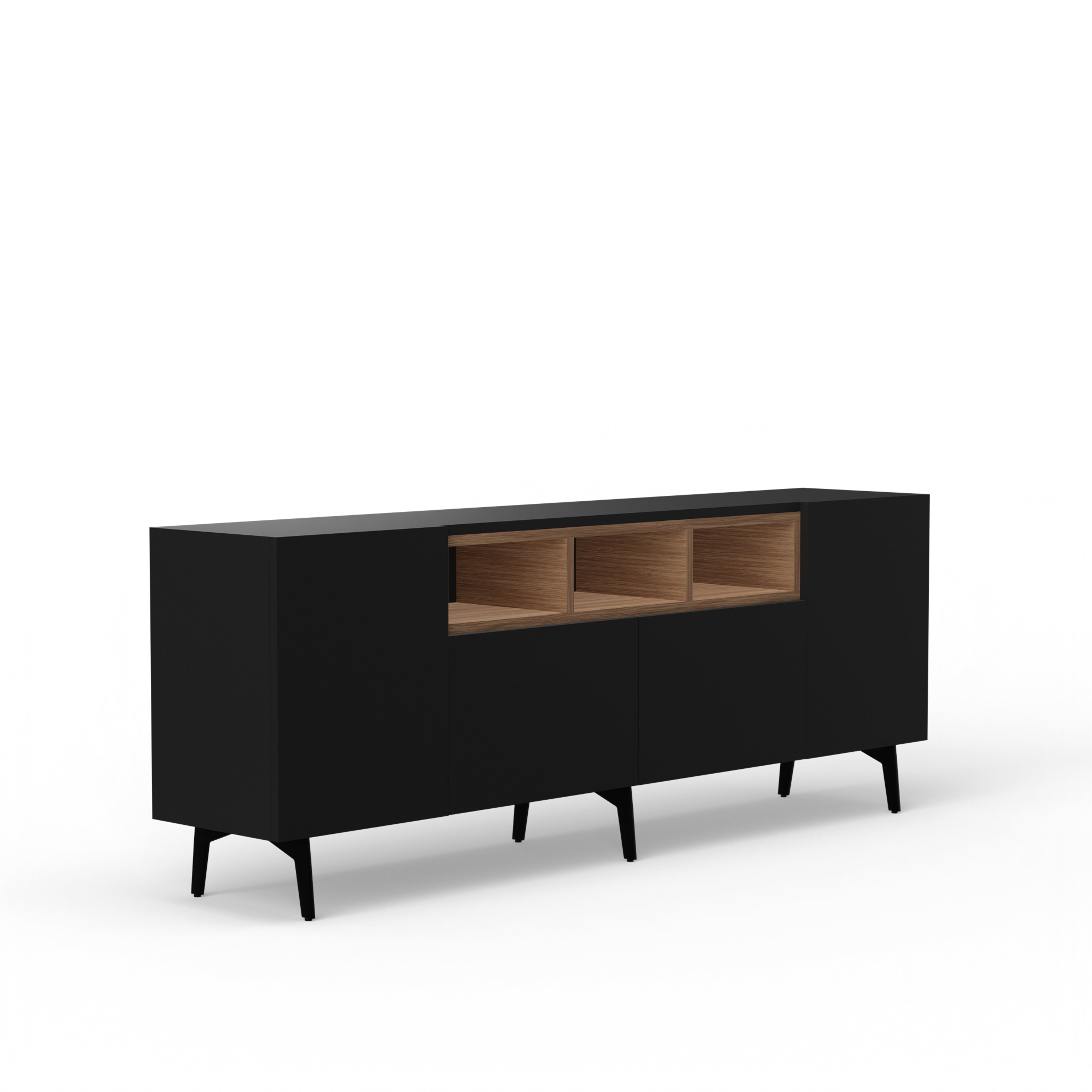 Niko Console - L:72’’ x B:14’’ x H:27’’ In Inches / Black Matt Pre-Laminated Plywood Carcass; Oak Laminate