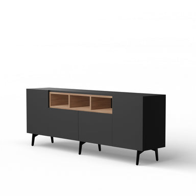 Niko Console - L:72’’ x B:14’’ x H:27’’ In Inches / Black Matt Pre-Laminated Plywood Carcass; Oak Laminate