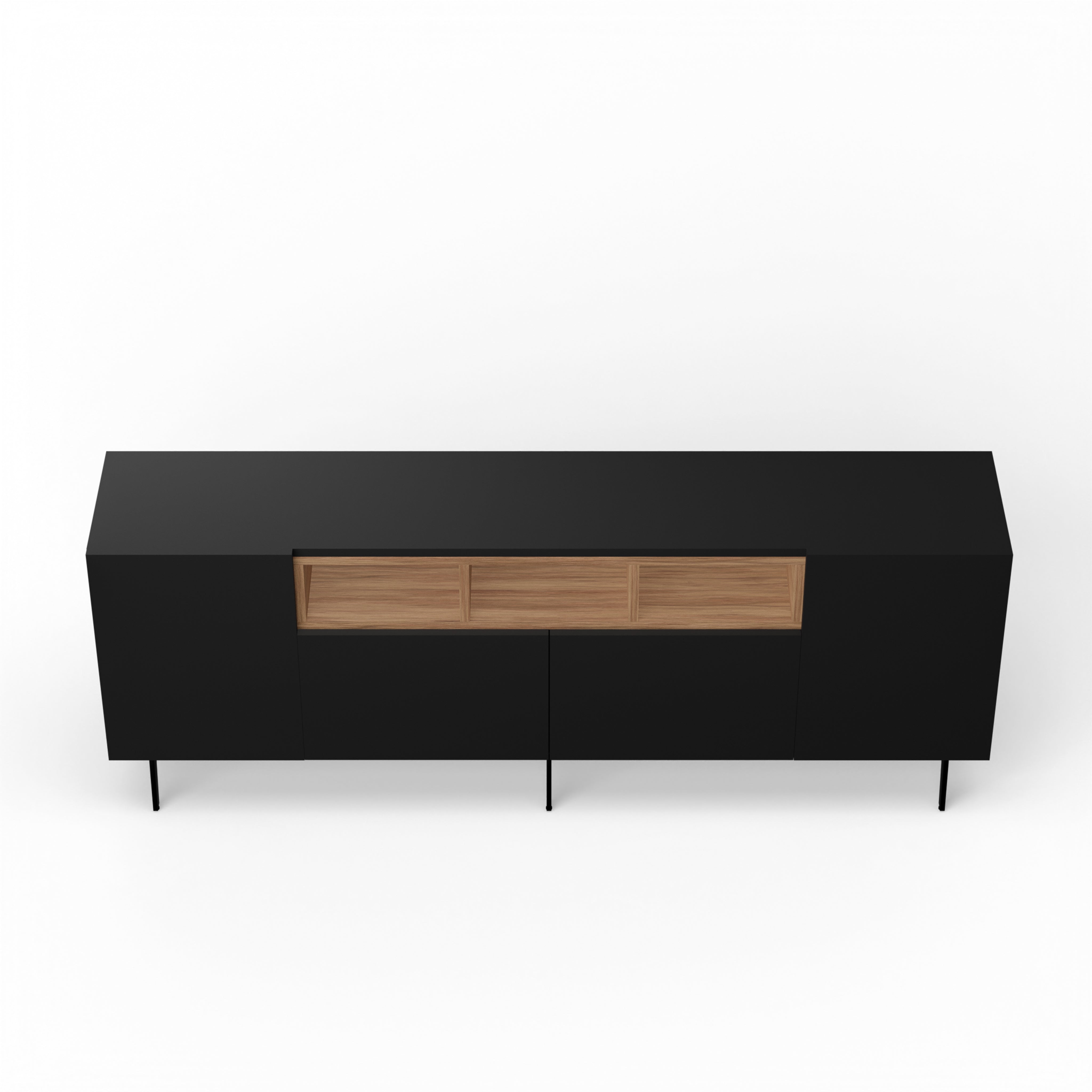 Niko Console - L:72’’ x B:14’’ x H:27’’ In Inches / Black Matt Pre-Laminated Plywood Carcass; Oak Laminate