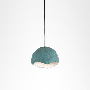 Nira Dome Pendant Lamp - Blue / Dia: 9’’ H: 9’’ / Papier Mâché - Lighting