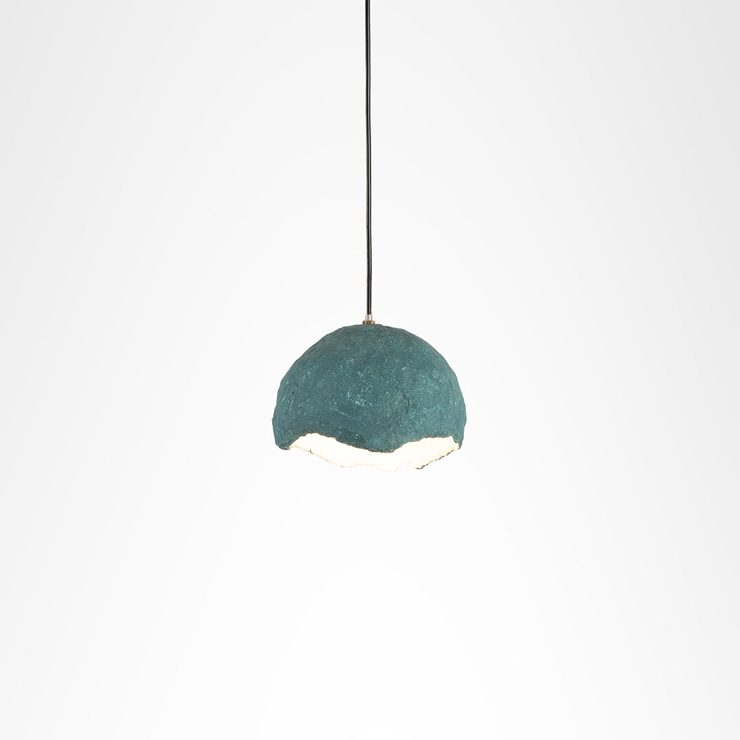 Nira Dome Pendant Lamp - Blue / Dia: 9’’ H: 9’’ / Papier Mâché - Lighting