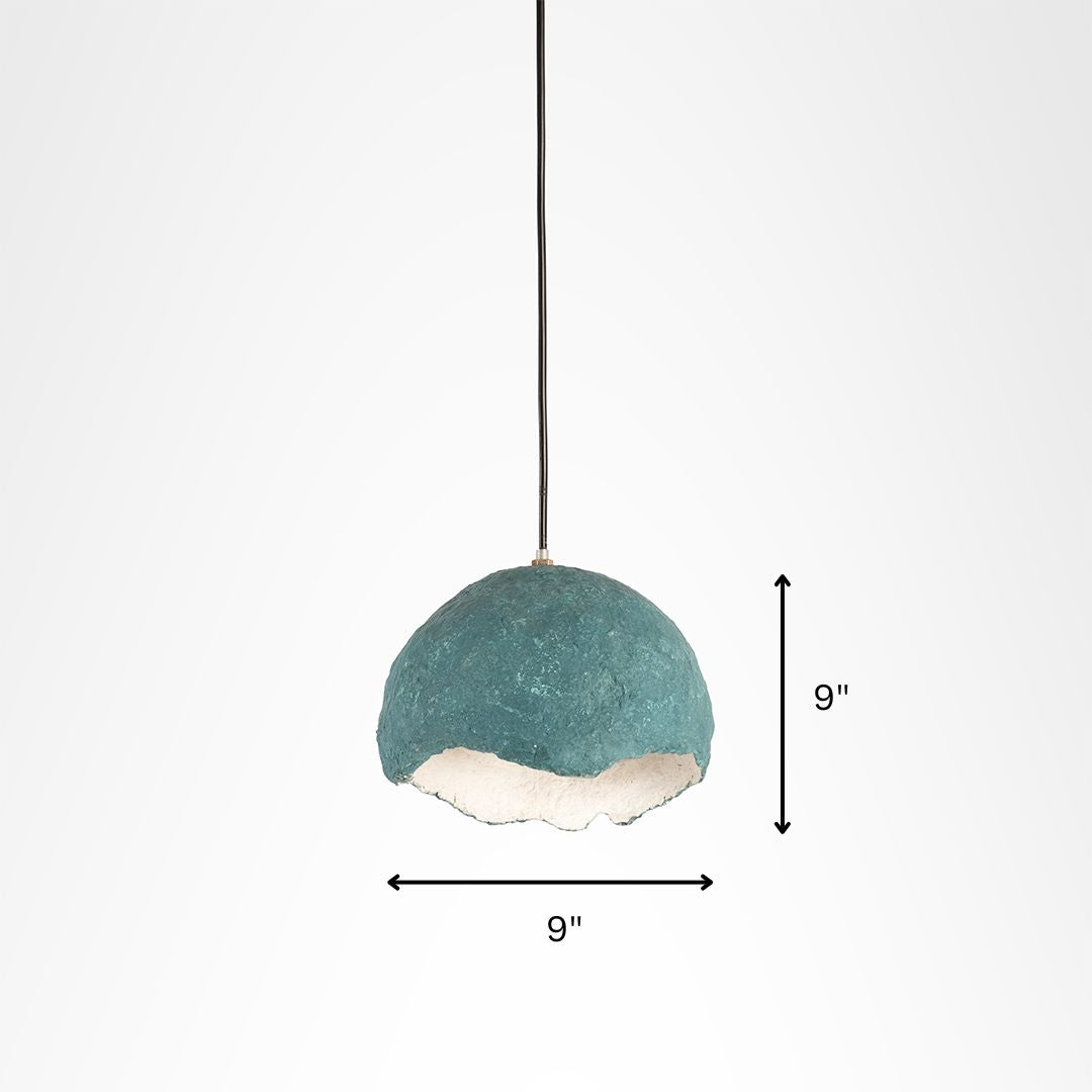 Nira Dome Pendant Lamp - Blue / Dia: 9’’ H: 9’’ / Papier Mâché - Lighting