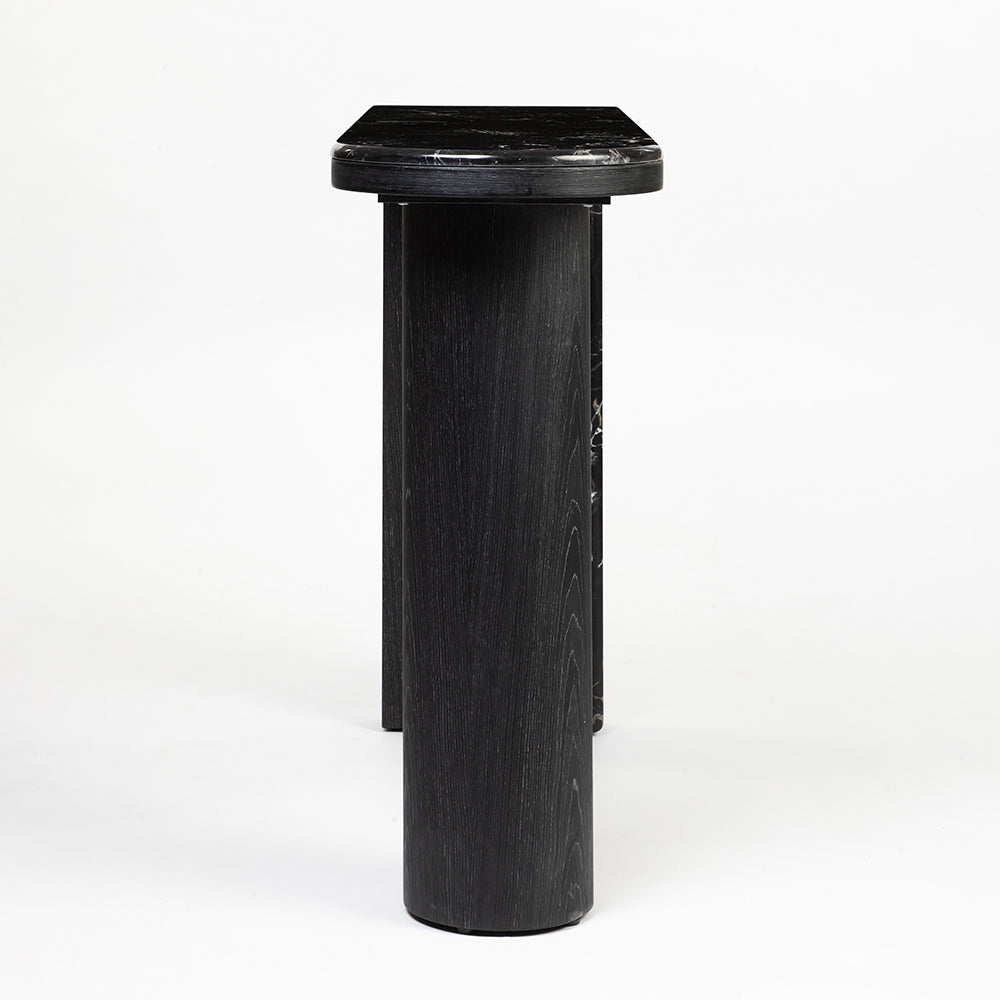 Noir Marble Console - L: 47’’ W: 13.75’’ H: 31.5’’ / Black / Black Marble and Wood - Indoor Furniture