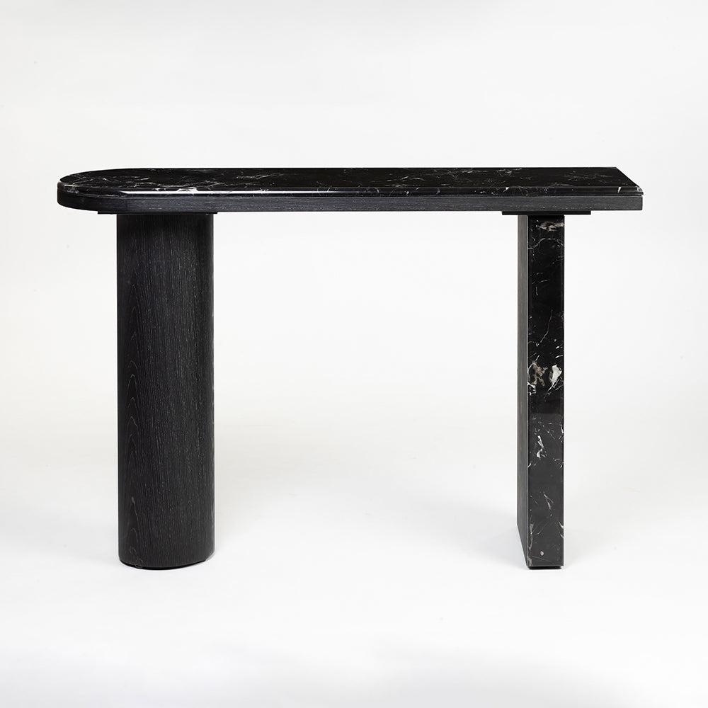 Noir Marble Console - L: 47’’ W: 13.75’’ H: 31.5’’ / Black / Black Marble and Wood - Indoor Furniture