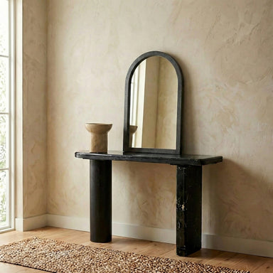 Noir Marble Console - L: 47’’ W: 13.75’’ H: 31.5’’ / Black / Black Marble and Wood - Indoor Furniture