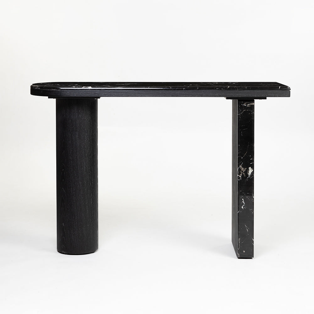Noir Marble Console - L: 47’’ W: 13.75’’ H: 31.5’’ / Black / Black Marble and Wood - Indoor Furniture