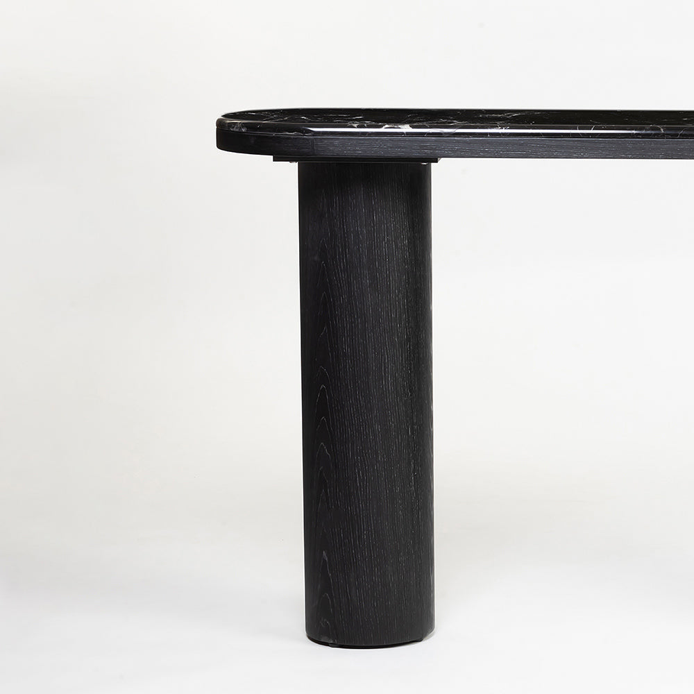 Noir Marble Console - L: 47’’ W: 13.75’’ H: 31.5’’ / Black / Black Marble and Wood - Indoor Furniture