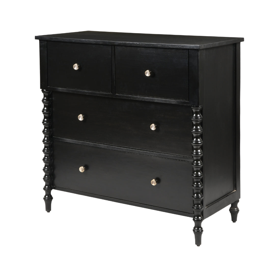 Noir Storage Cabinet - Black / Frame: Teak veneer and plywood; Legs: Teakwood; Storage: Lined with laminate inside;