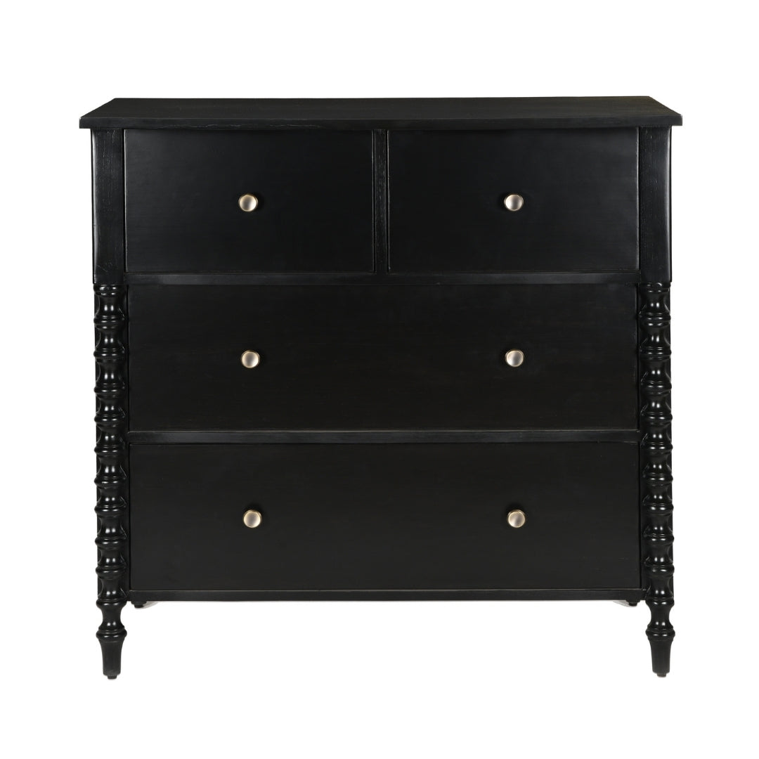 Noir Storage Cabinet - Black / Frame: Teak veneer and plywood; Legs: Teakwood; Storage: Lined with laminate inside;