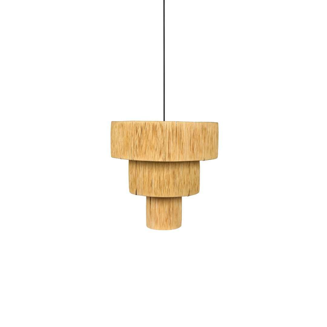 Noklak Rafia Pendant Lamp - Natural / Rafia and iron / D: 18’’ H (Shade): 18’’ - Lighting