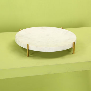 Nora Fruit Dish - White and Matt Brass / Marble and Brass / 10’’ x 10’’ x 2’’ - Decor