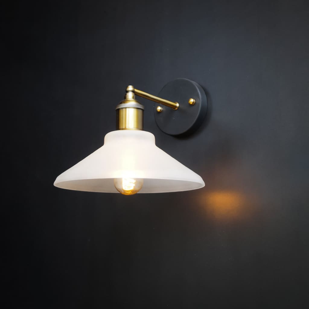 Nordic Conical Glass Wall Sconce Frosted Shade