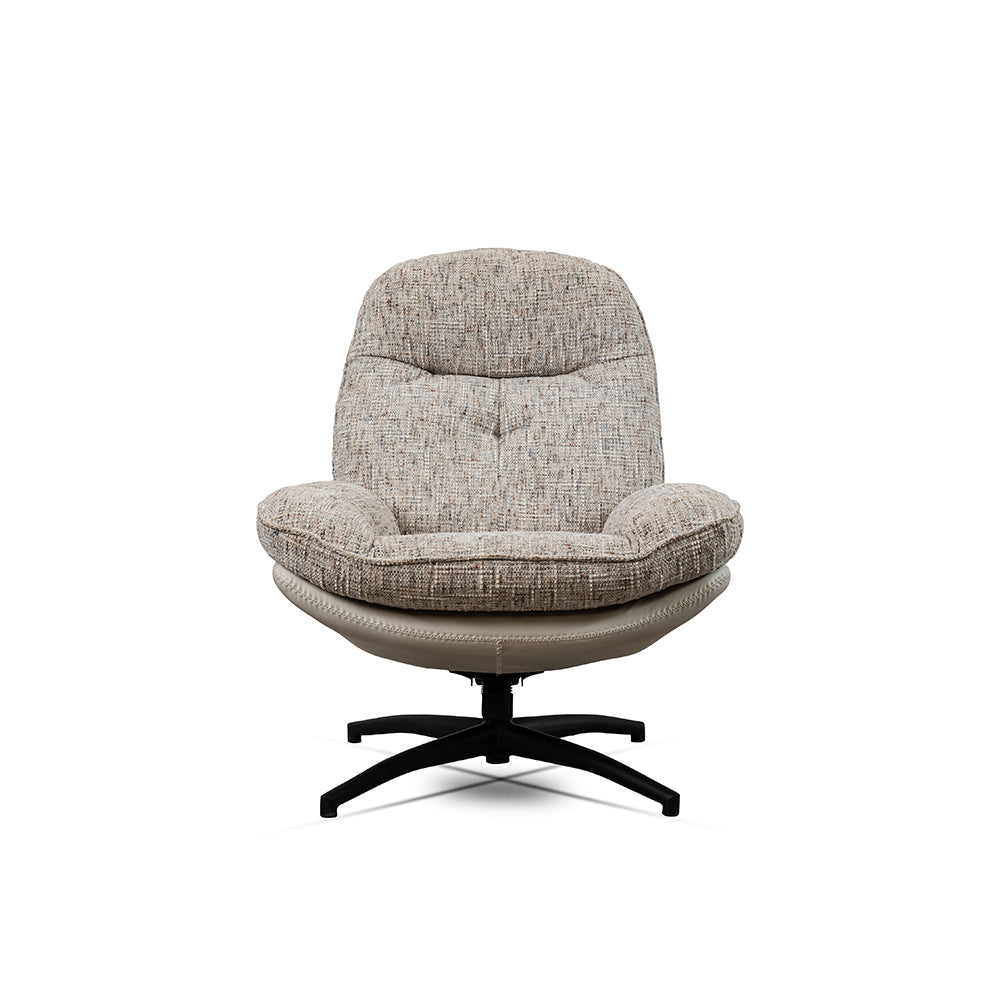 Nordic Sand recliner with Ottoman - L:- 93 x W:-78 x H:-99 In Cms / Cotton fabric + Iron - Indoor Furniture