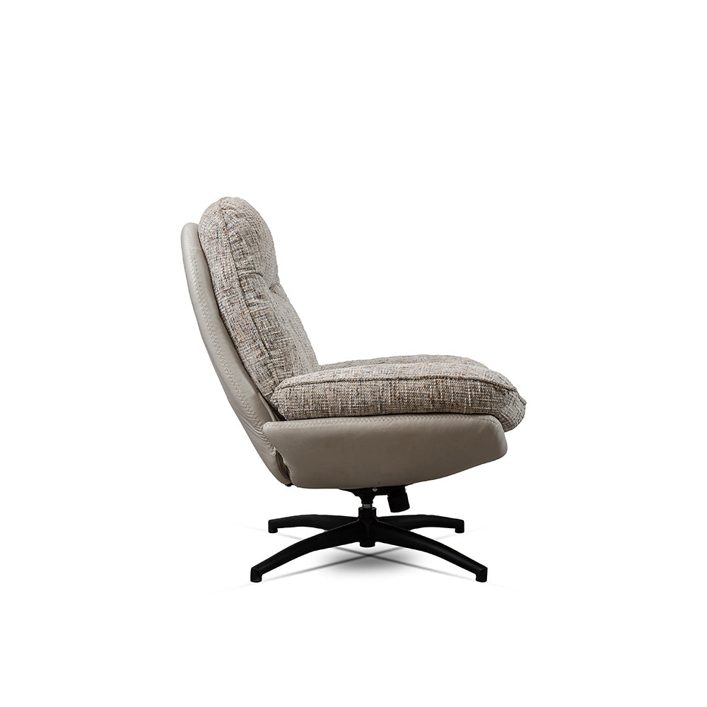Nordic Sand recliner with Ottoman - L:- 93 x W:-78 x H:-99 In Cms / Cotton fabric + Iron - Indoor Furniture