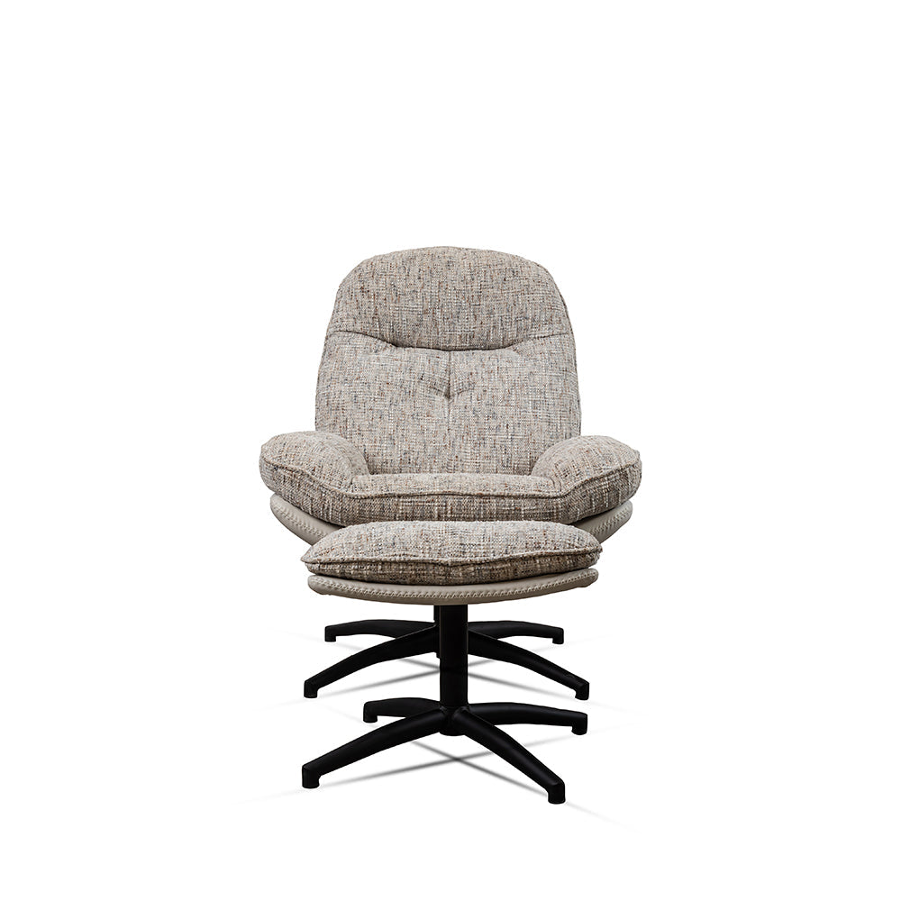Nordic Sand recliner with Ottoman - L:- 93 x W:-78 x H:-99 In Cms / Cotton fabric + Iron - Indoor Furniture