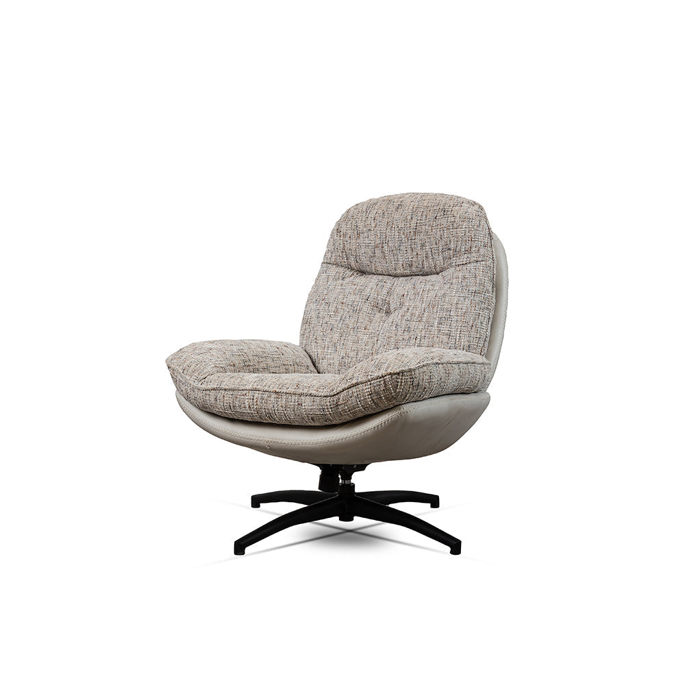 Nordic Sand recliner with Ottoman - L:- 93 x W:-78 x H:-99 In Cms / Cotton fabric + Iron - Indoor Furniture
