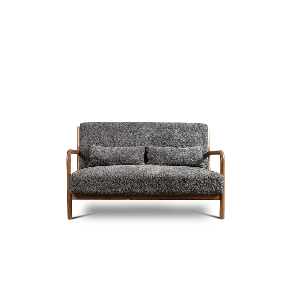 Nordic Sofa - L:- 130 x W:- 83 x H:- 7 In Cms / Boucle fabric + Rubber wood / Grey - Indoor Furniture