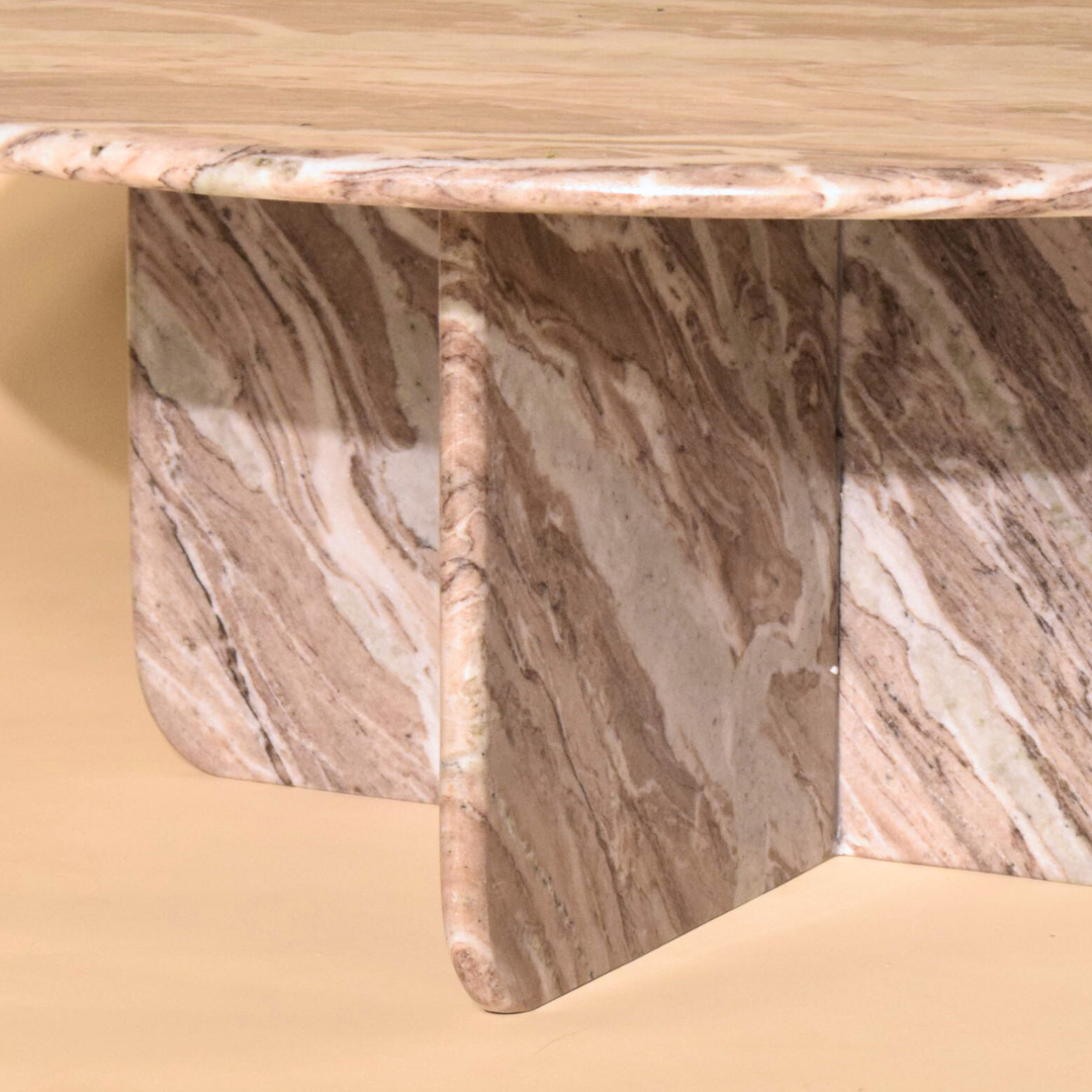 Norge Coffee Table - Jupiter - L:130x W:127x H:69 In Cms / Brown / Marble - Indoor Furniture