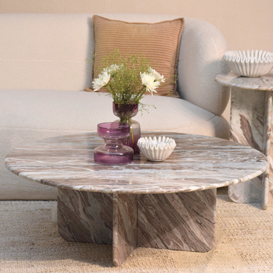 Norge Coffee Table - Jupiter - L:130x W:127x H:69 In Cms / Brown / Marble - Indoor Furniture