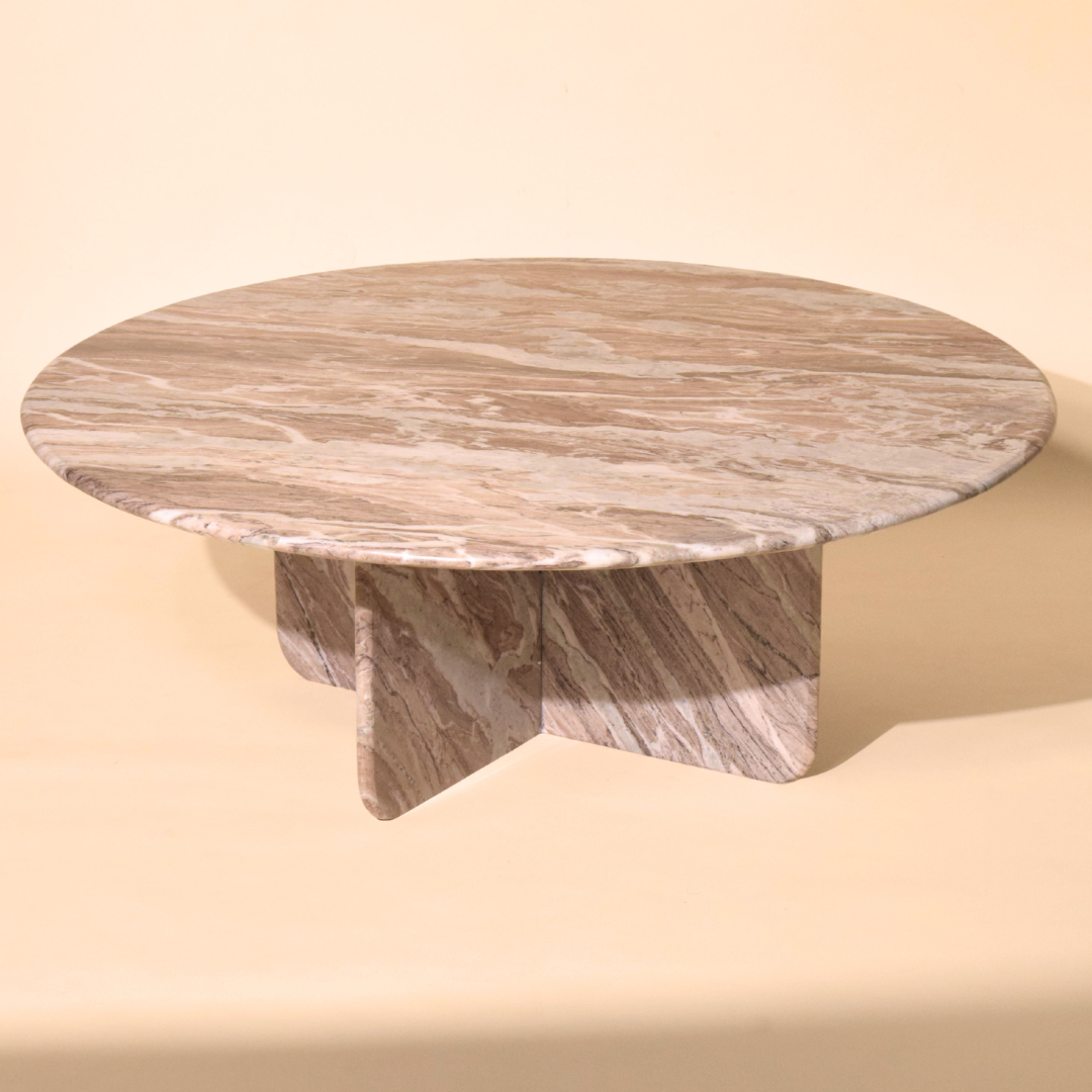 Norge Coffee Table - Jupiter - L:130x W:127x H:69 In Cms / Brown / Marble - Indoor Furniture