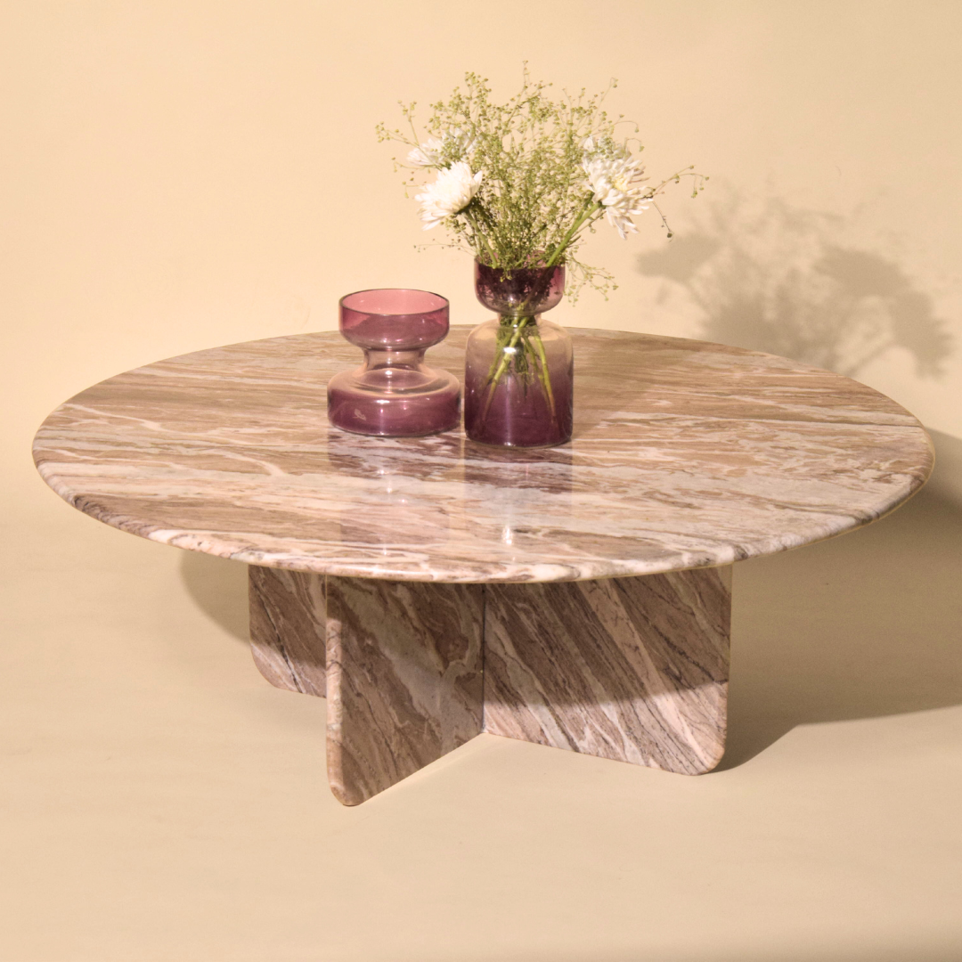 Norge Coffee Table - Jupiter - L:130x W:127x H:69 In Cms / Brown / Marble - Indoor Furniture