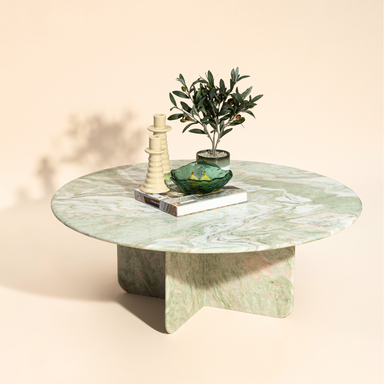 Norge Coffee Table Pista - L:130x W:127x H:69 In Cms / Green / Marble - Indoor Furniture