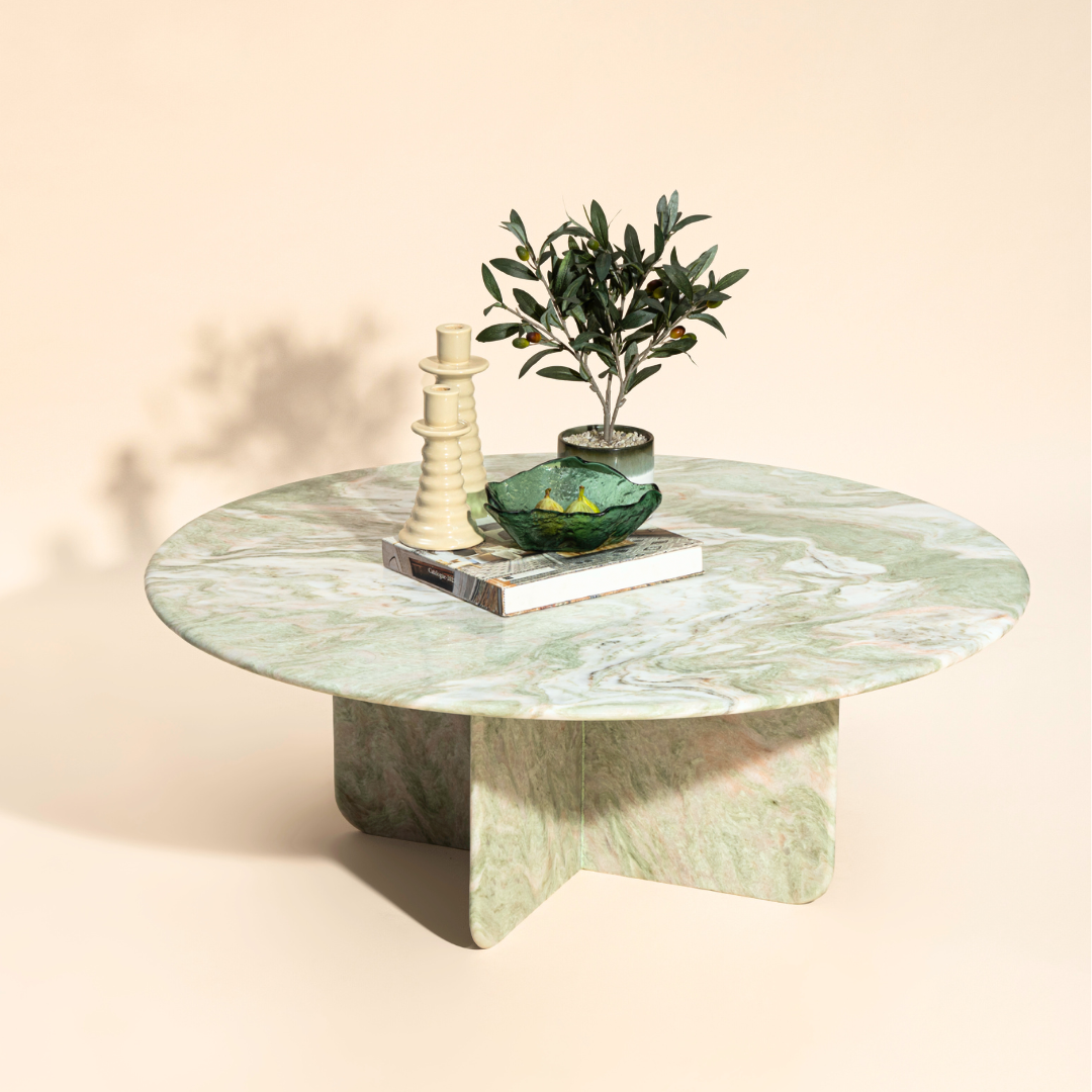 Norge Coffee Table Pista - L:130x W:127x H:69 In Cms / Green / Marble - Indoor Furniture