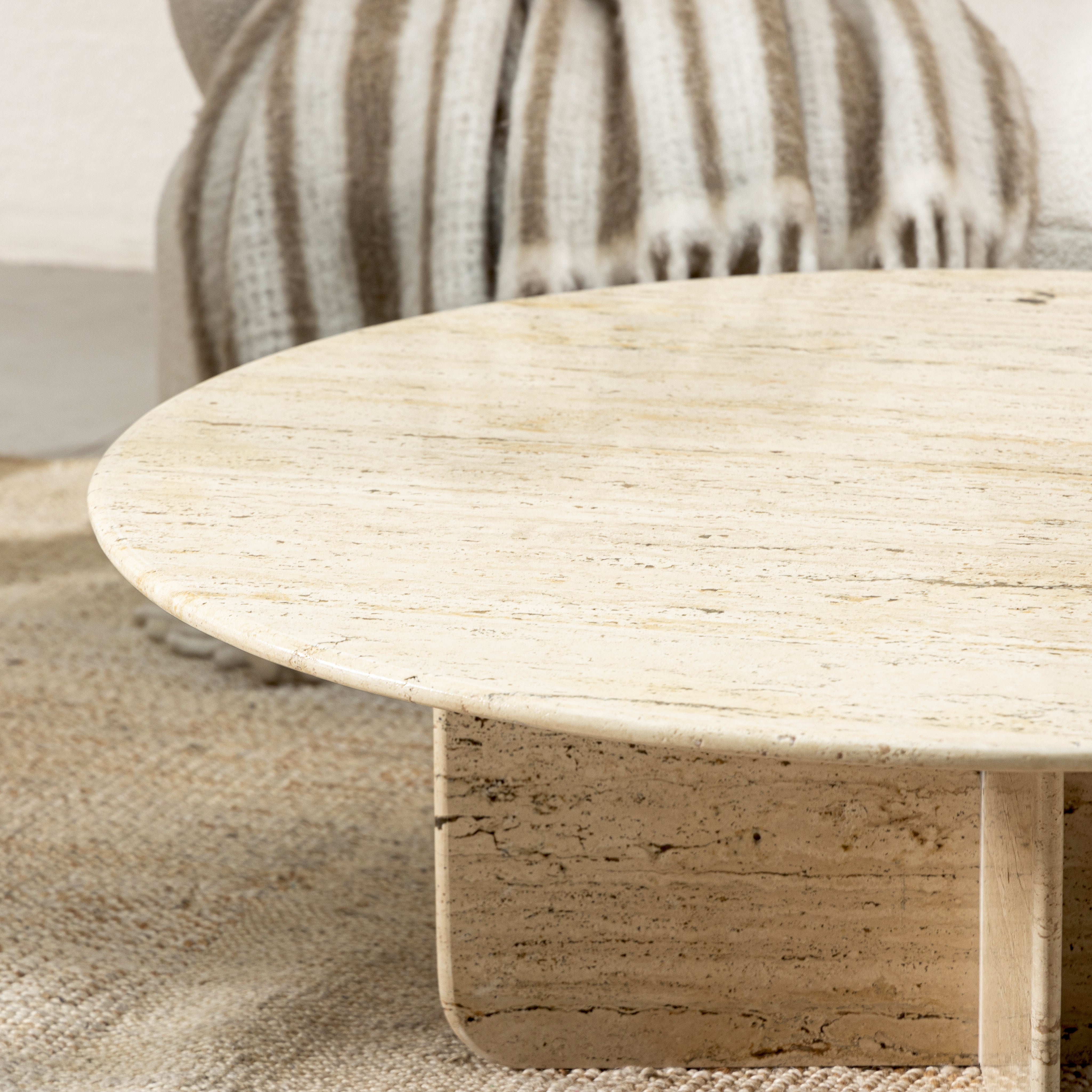 Norge Coffee Table Travertine - L:130x W:127x H:69 In Cms / Brown / Marble - Indoor Furniture