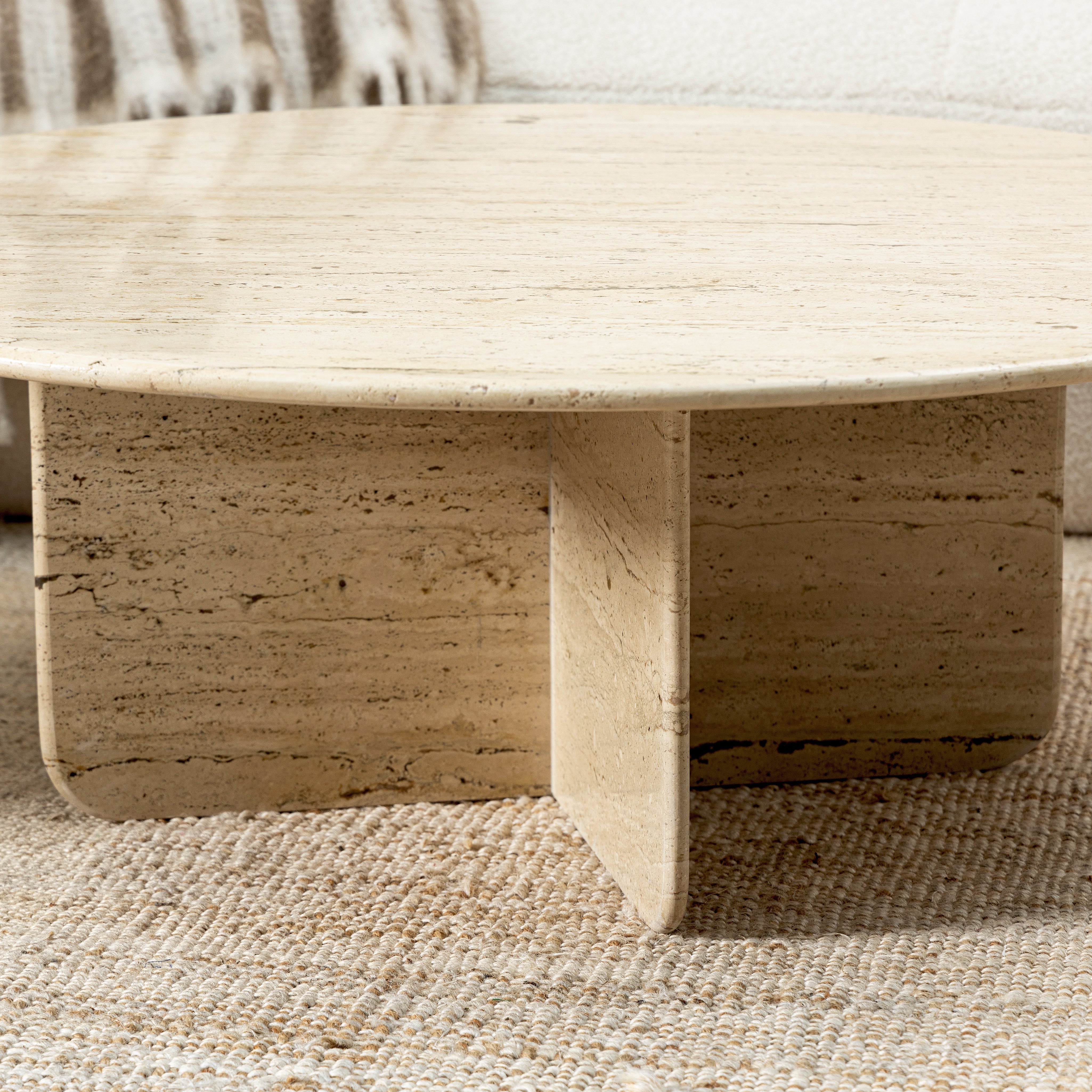 Norge Coffee Table Travertine - L:130x W:127x H:69 In Cms / Brown / Marble - Indoor Furniture