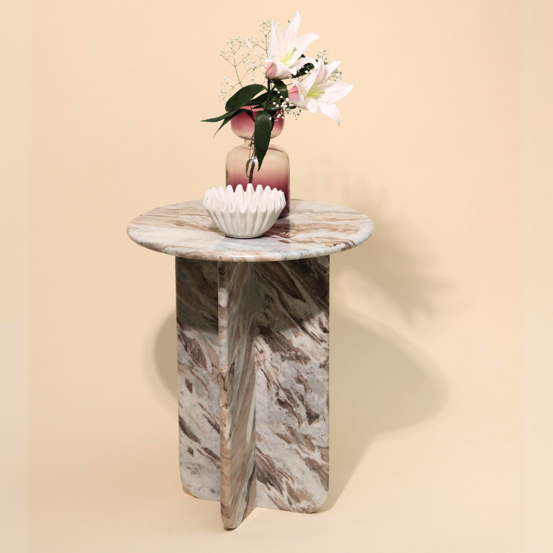 Norge Marble Side Table Jupiter - L:72x W:68x H:175 In Cms / Brown / Marble - Indoor Furniture